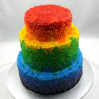 3 Tier Rainbow Dot cake with Figurine